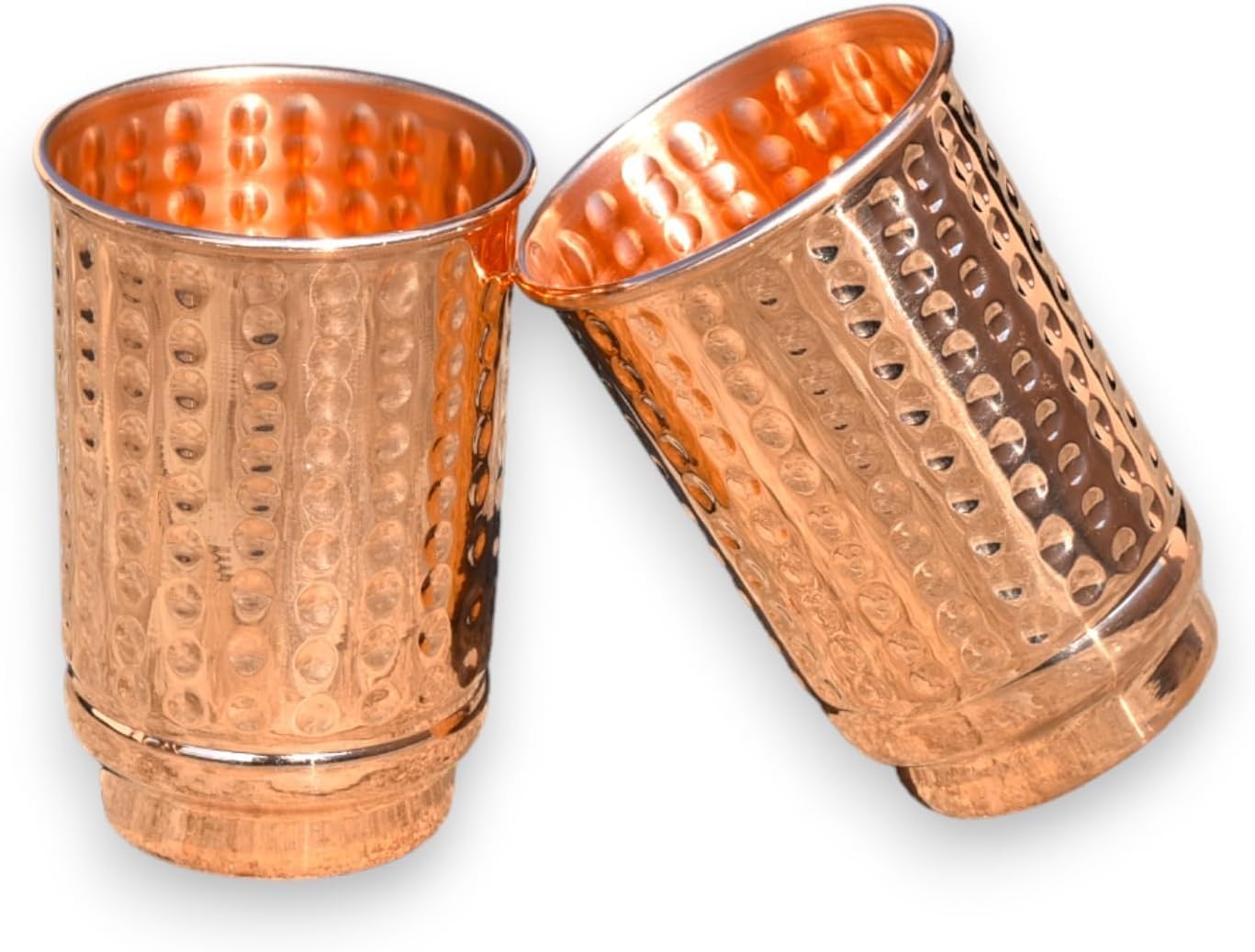 Pure Copper Hammered Cup & Tumbler Set | Copper Glasses for Water Premium Copper Tumblers for Daily Use & Gift Sets | Ayurveda Health Benefits - 350 Ml Capacity (Hammered Cup)