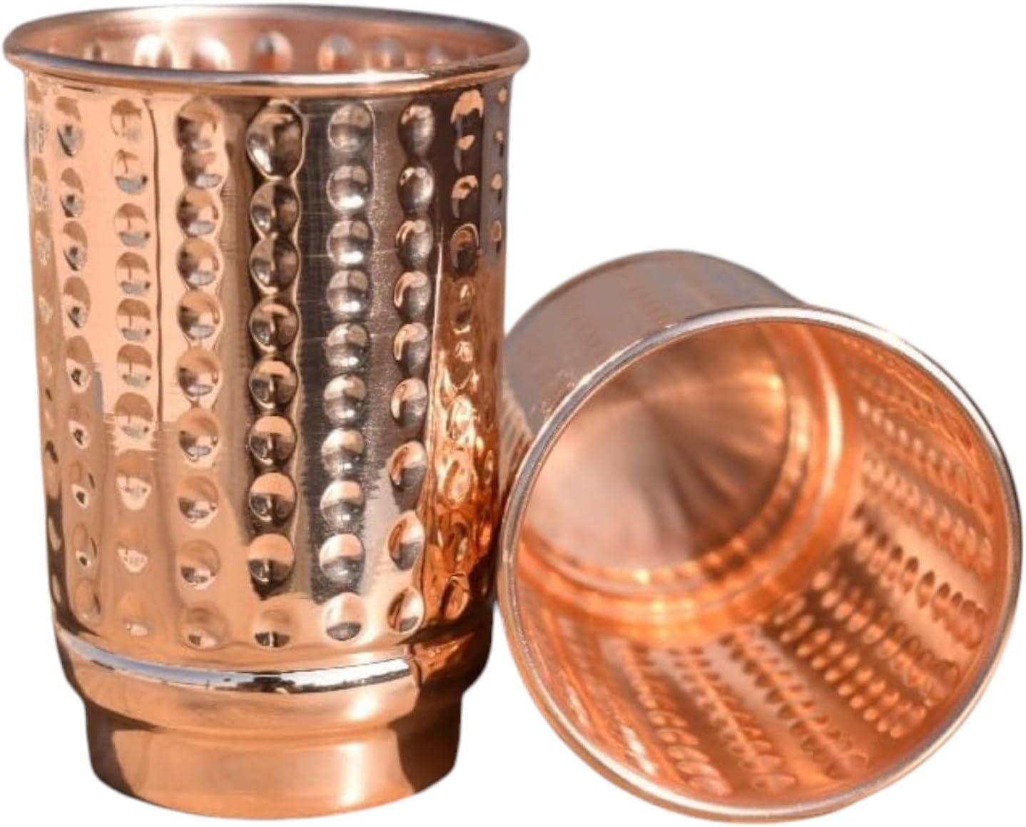 Pure Copper Hammered Cup & Tumbler Set | Copper Glasses for Water Premium Copper Tumblers for Daily Use & Gift Sets | Ayurveda Health Benefits - 350 Ml Capacity (Hammered Cup)