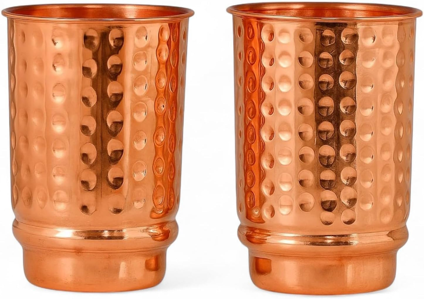 Pure Copper Hammered Cup & Tumbler Set | Copper Glasses for Water Premium Copper Tumblers for Daily Use & Gift Sets | Ayurveda Health Benefits - 350 Ml Capacity (Hammered Cup)