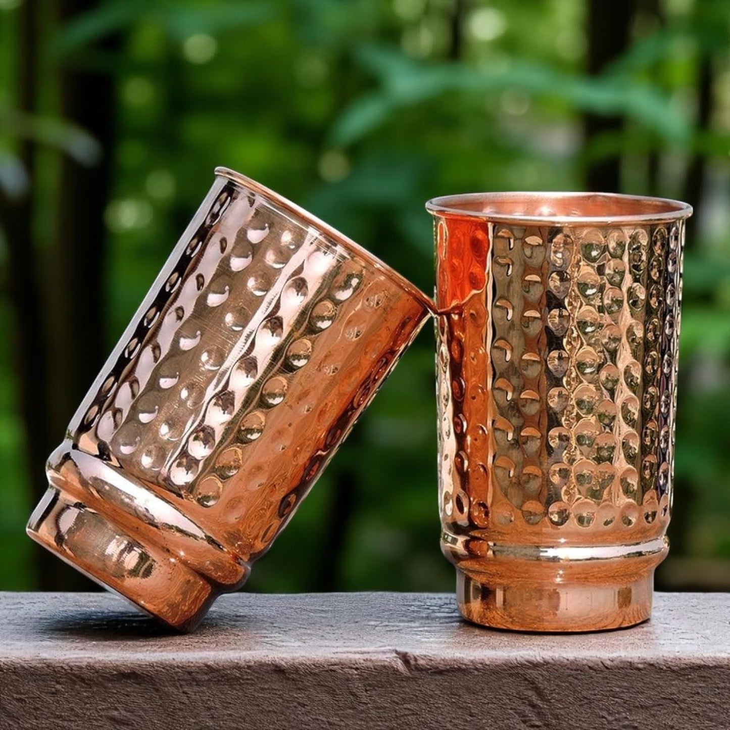 Pure Copper Hammered Cup & Tumbler Set | Copper Glasses for Water Premium Copper Tumblers for Daily Use & Gift Sets | Ayurveda Health Benefits - 350 Ml Capacity (Hammered Cup)